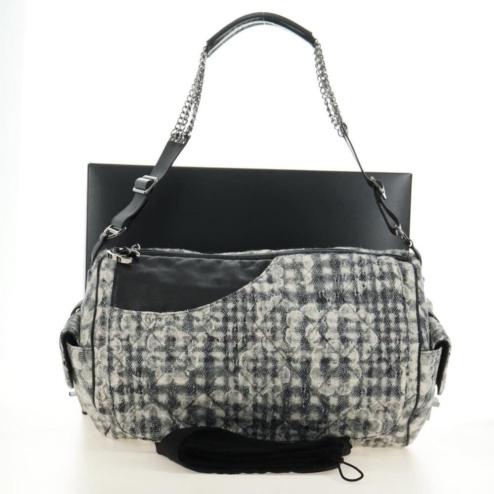 Chanel Tweed Wool Shoulder Bag White